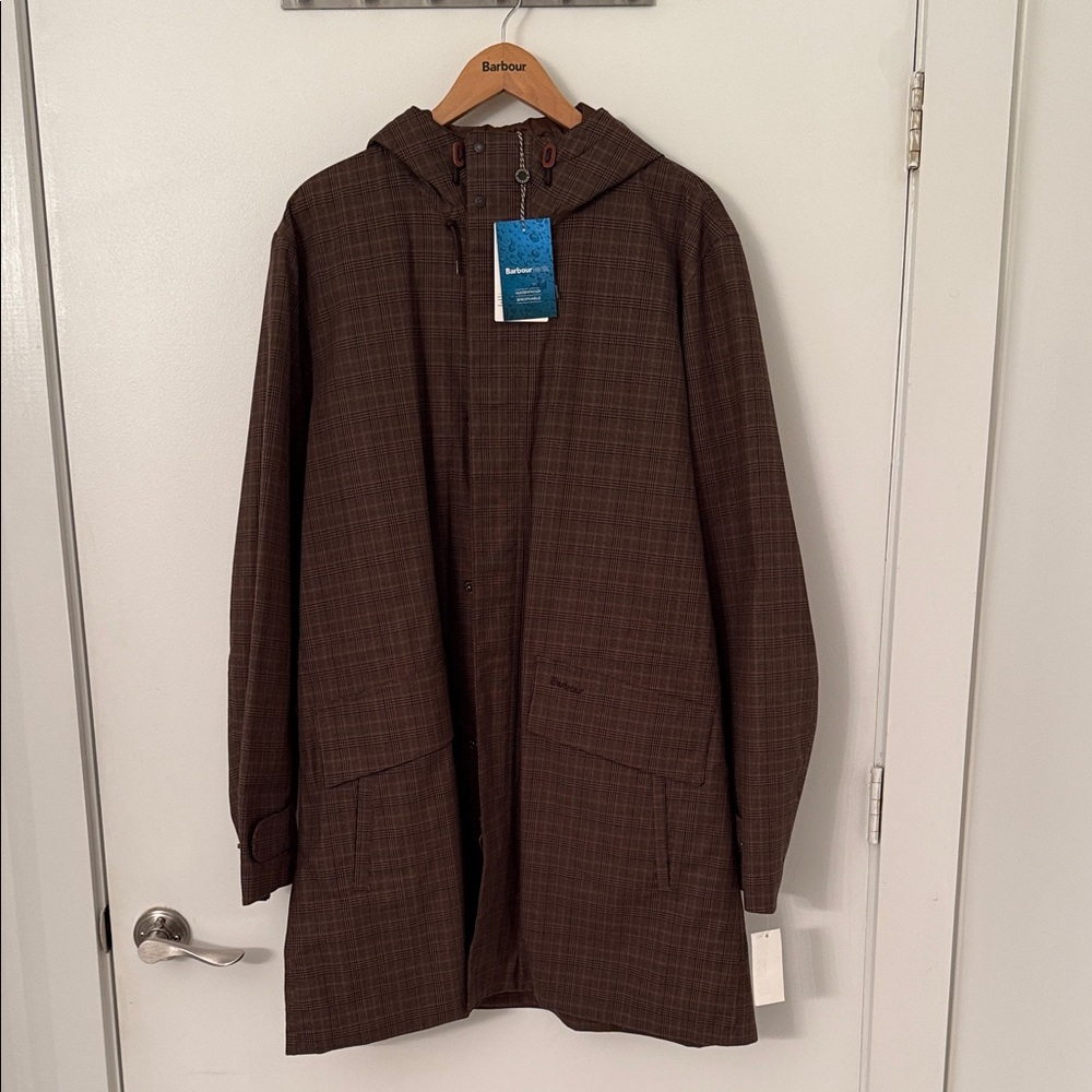 NWT Barbour Checkered Brown Raincoat for Men
